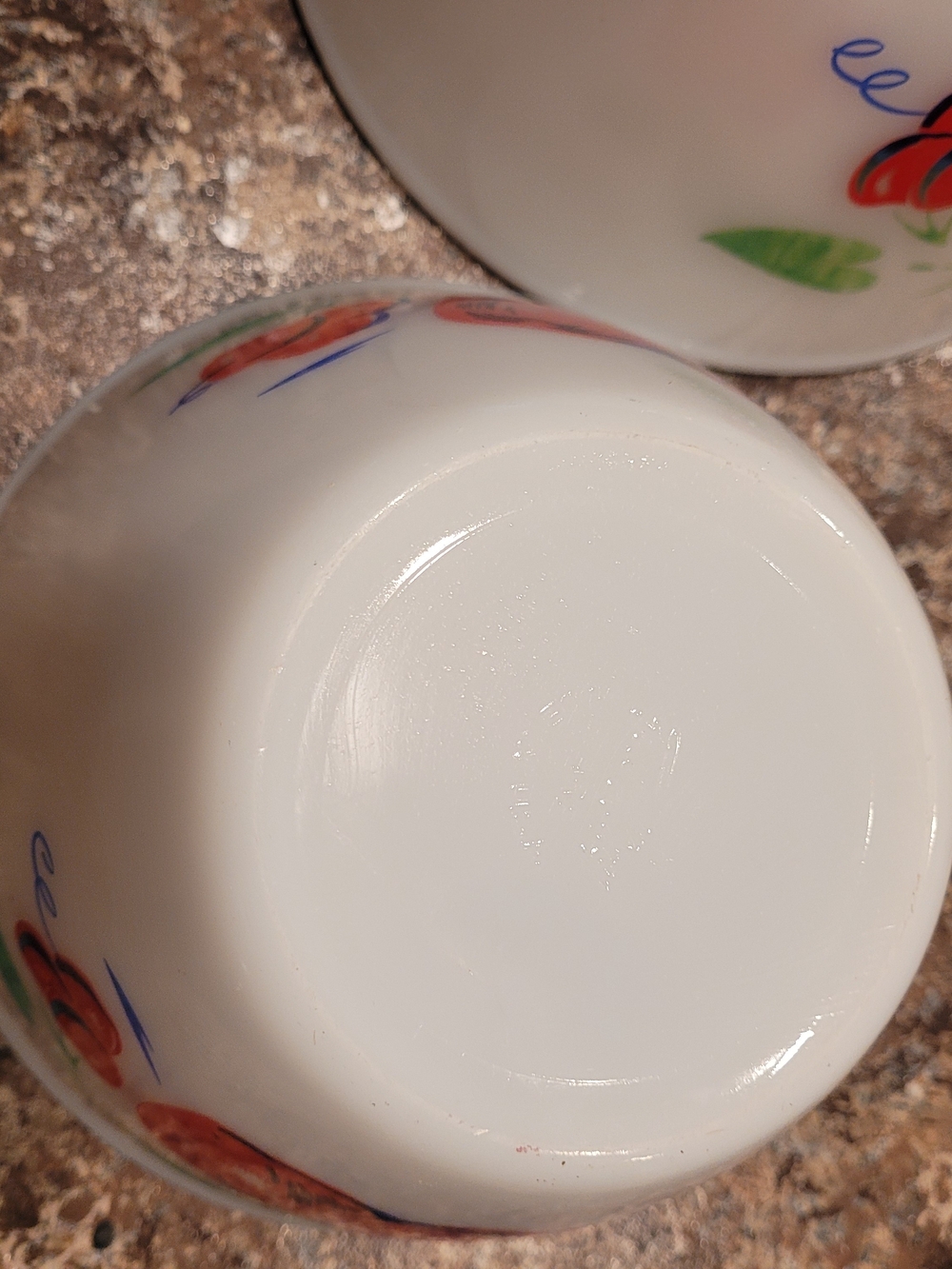vintage Fire-King "Apples and Cherries" Milk Glass mixing bowls. Set Of 3. - Picture 14 of 16